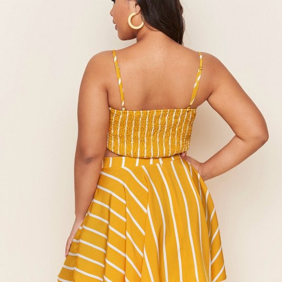 Plus Striped Self-Tie Cami Top & Skirt Set - Picture 2 of 5
